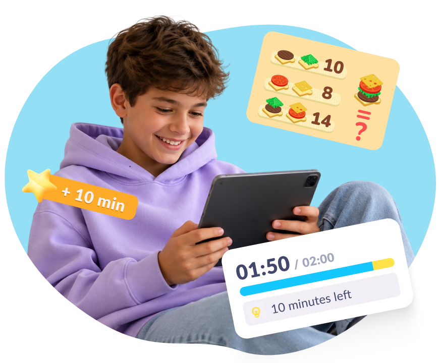 Child earning screen time by completing a development task